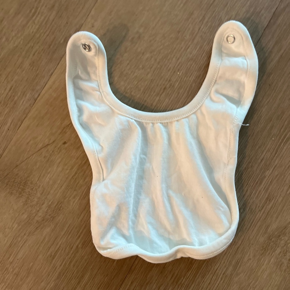 Polo by Ralph Lauren White Baby Bib with Snap Closure